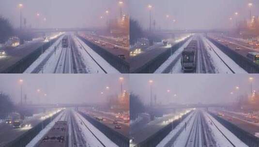 北京大雪地铁行驶高清在线视频素材下载