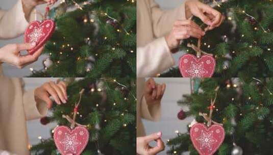 灯光和装饰的圣诞树。高清在线视频素材下载