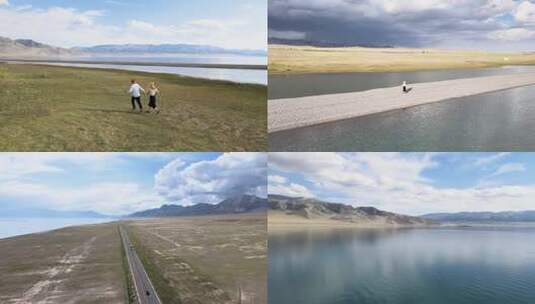 4k航拍合集新疆赛里木湖绝美云海天空之境高清在线视频素材下载