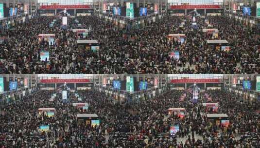 上海虹桥火车站高铁站疫情放开春运人群高清在线视频素材下载