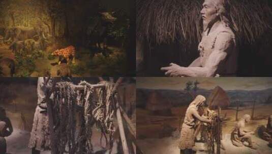 远古人类生活场景高清在线视频素材下载