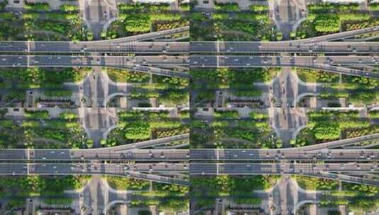 4K航拍武汉常青高架上行驶的汽车高清在线视频素材下载