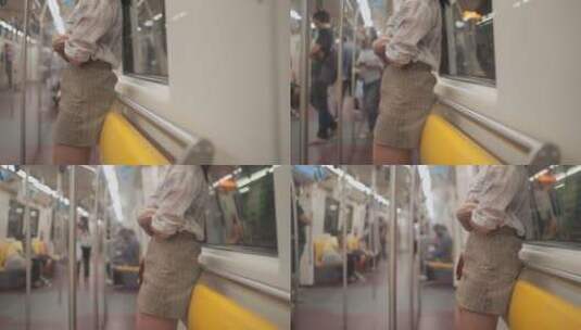 坐地铁的女孩高清在线视频素材下载