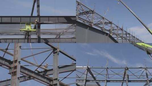 4K建筑工地钢架施工高清在线视频素材下载