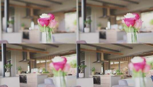 花瓶里的玫瑰站在家里的视频高清在线视频素材下载