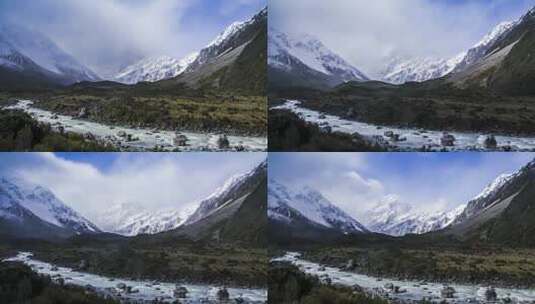 雪山的延时摄影高清在线视频素材下载