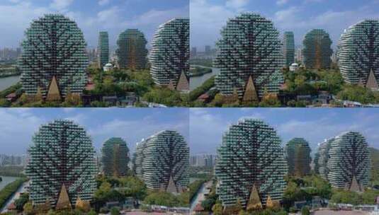 航拍海南三亚市大树公馆全景高清在线视频素材下载