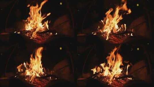 燃烧的篝火火焰慢镜头高清在线视频素材下载