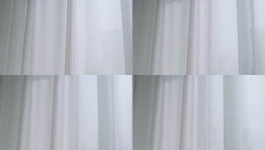 阳光下随风飘动的白色窗帘清新空镜高清在线视频素材下载