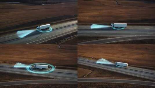 无人驾驶卡车扫描道路4K高清在线视频素材下载