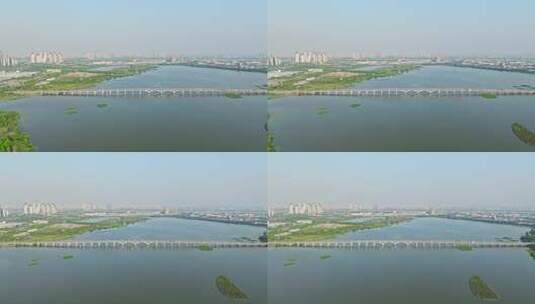 武汉南太子湖大桥横移镜头高清在线视频素材下载