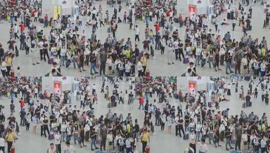 深圳北站火车站高铁站旅客检票口排队特写2高清在线视频素材下载