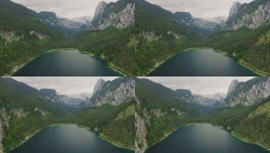 航拍山脉和湖泊高清在线视频素材下载