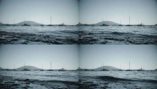 马焦雷湖的低角度视图，带有小型抛锚船。意大利高清在线视频素材下载