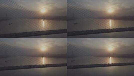 武汉二七长江大桥近景侧拍航拍高清在线视频素材下载
