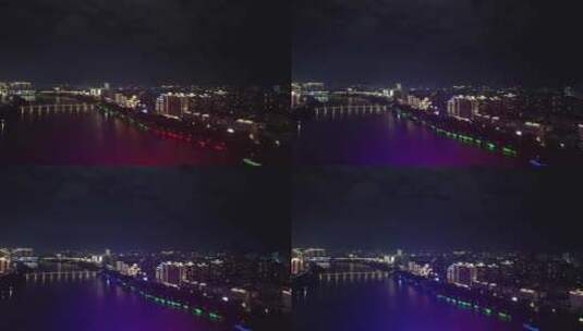 江西赣州章江大桥夜景灯光航拍高清在线视频素材下载