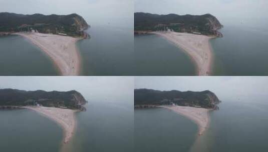 山东长岛黄渤海交汇处大海海浪沙滩航拍高清在线视频素材下载