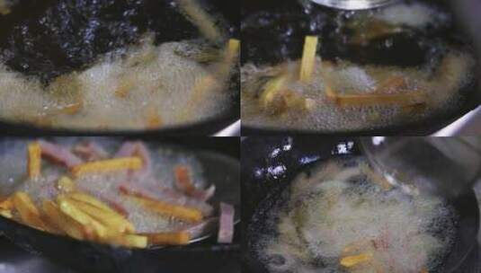 油炸土豆条红肠高清在线视频素材下载
