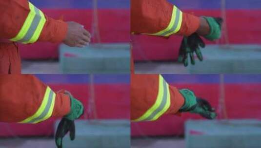 消防训练戴手套高清在线视频素材下载