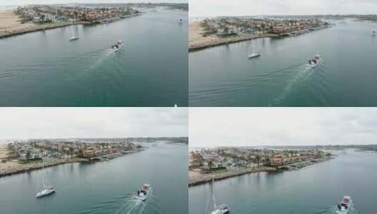 纽波特湾的渔船高清在线视频素材下载