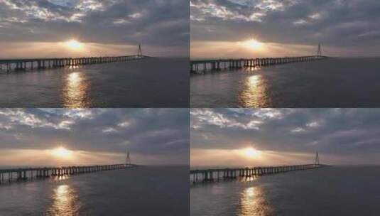 杭州湾跨海大桥日出高清在线视频素材下载