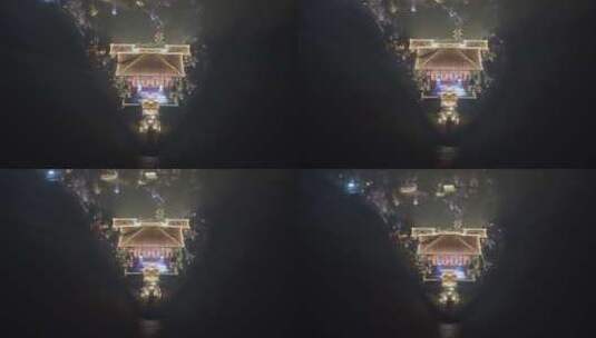 航拍浦江之首2023上海朗诵艺术节灯光秀高清在线视频素材下载