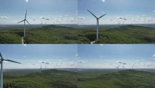 航拍山上的风能风力发电场风车高清在线视频素材下载