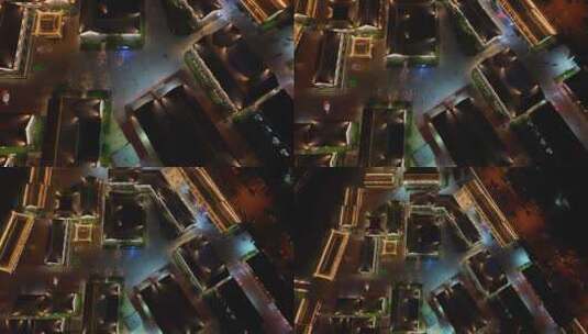 安徽省滁州市太平古城夜景航拍高清在线视频素材下载