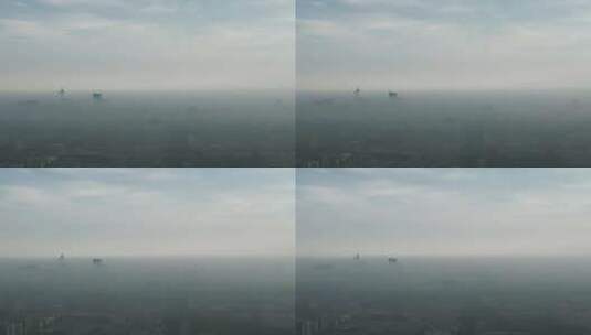 南京城市清晨迷雾平流层竖屏航拍高清在线视频素材下载