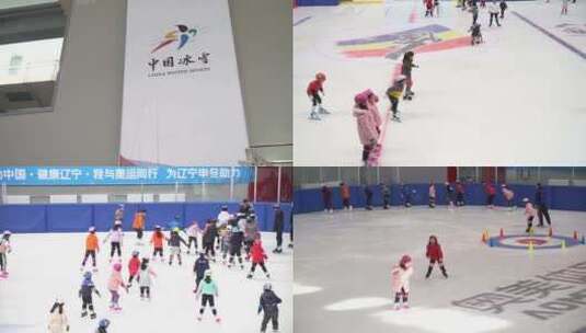 冰雪运动 少儿滑冰训练 冬季运动高清在线视频素材下载