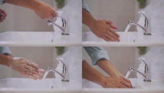 打开水龙头洗手清洁高清在线视频素材下载