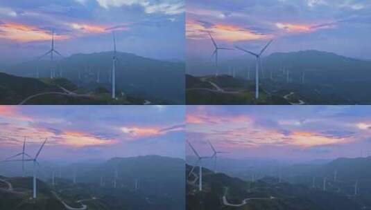 山上的风车 风电 风力发电场航拍高清在线视频素材下载