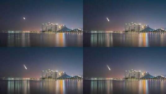 深圳湾星轨夜景高清在线视频素材下载