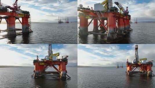 海上的石油钻井平台高清在线视频素材下载