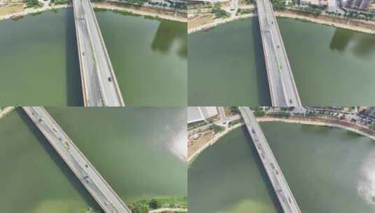 南安成功大桥航拍西溪俯拍桥梁交通河流溪流高清在线视频素材下载