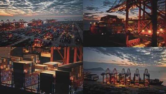 上海洋山港航拍空镜合集高清在线视频素材下载