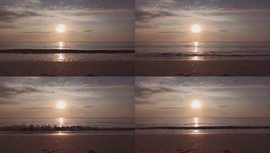 日落时分海浪拍打沙滩高清在线视频素材下载
