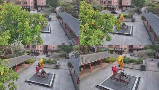 中国广东省佛山市南海区醒狮雕塑高清在线视频素材下载