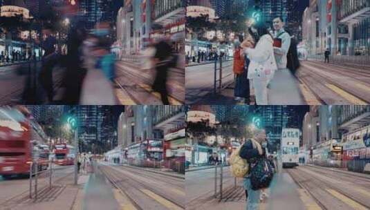 香港街景行人过马路高清在线视频素材下载