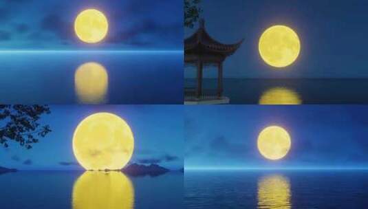 中国风 古风夜晚 月亮高清在线视频素材下载