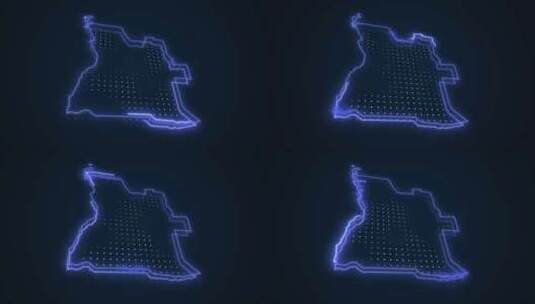3D霓虹蓝安哥拉地图边界轮廓循环背景高清在线视频素材下载