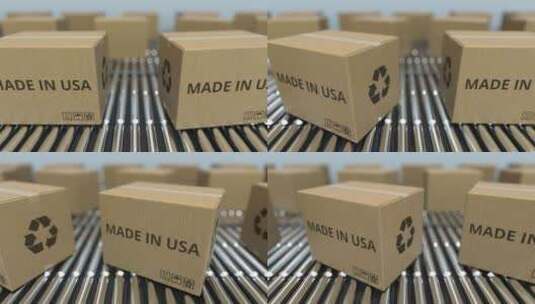 滚筒输送机上带有MADE IN USA文高清在线视频素材下载