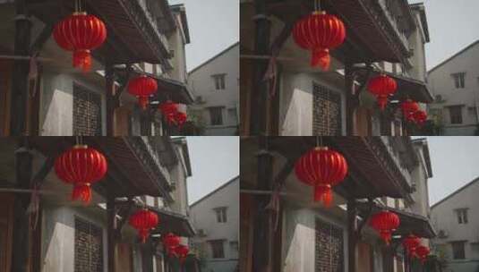 家门口灯笼红灯笼乡村农村过年春节新年氛围高清在线视频素材下载