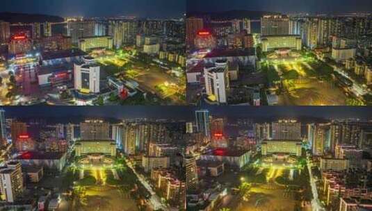 梧州市政广场夜景航拍延时视频高清在线视频素材下载