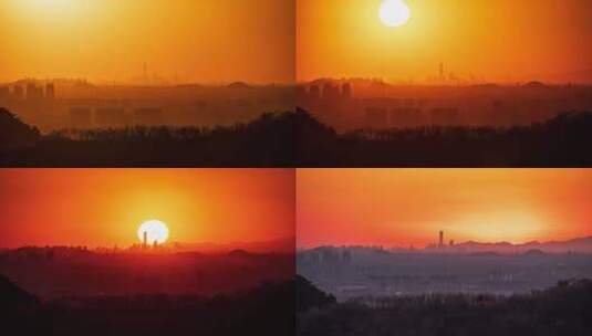 远眺北京城市日落高清在线视频素材下载