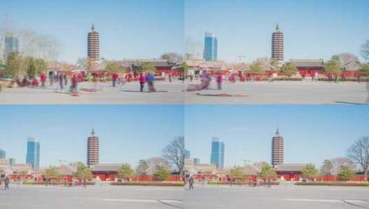 北京通州三庙一塔南广场大范围移动延时视频高清在线视频素材下载