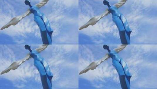 大梅沙海滨公园羽翼人雕塑盐田深圳3351高清在线视频素材下载