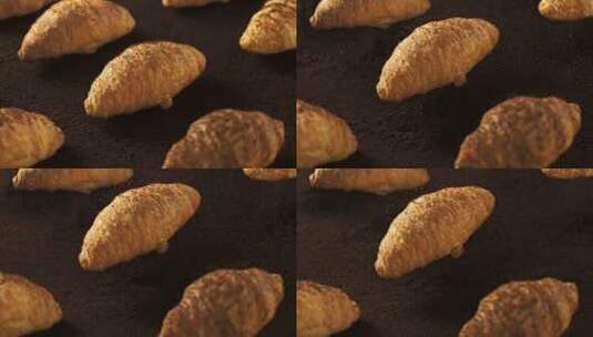 牛角包面包烘焙早点可可粉制作原材料高清在线视频素材下载