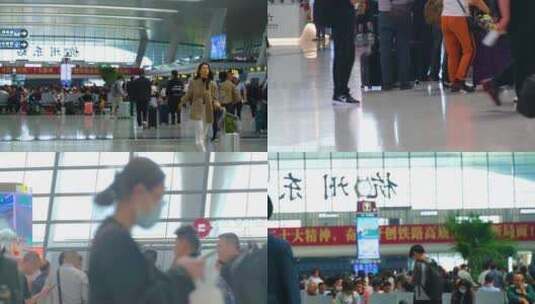 火车动车高铁火车站人流乘客旅客人群杭州火高清在线视频素材下载