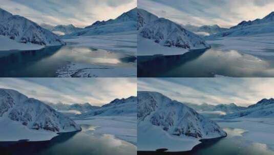 新疆帕米尔高原昆仑雪山白沙湖日出航拍高清在线视频素材下载